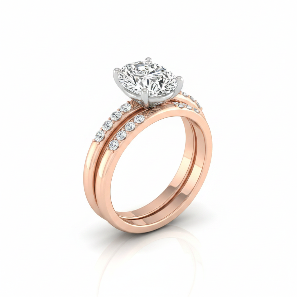The Cherie Matching Wedding Band, Oval in 14K Rose Gold | RockHer