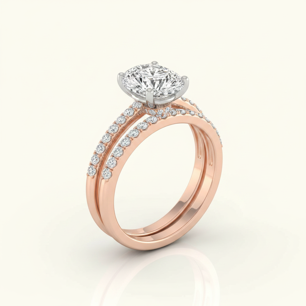 The Cherie Matching Wedding Band, Princess in 14K Rose Gold | RockHer