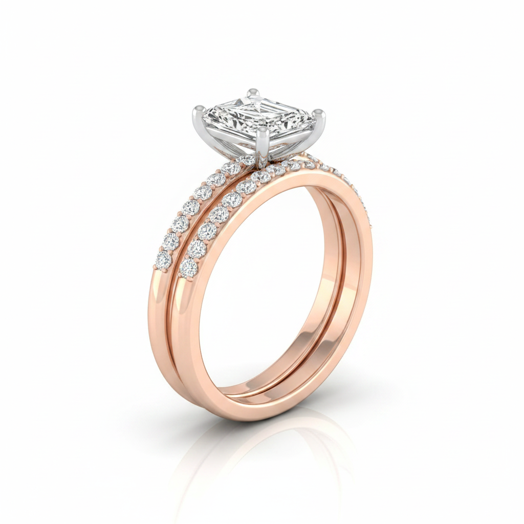 The Cherie Matching Wedding Band, Radiant in 14K Rose Gold | RockHer