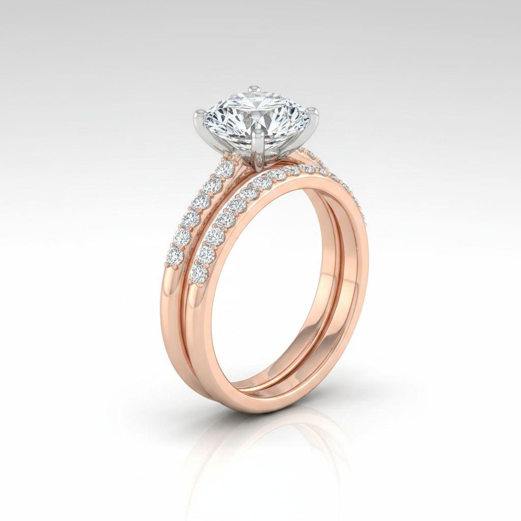 The Cherie Matching Wedding Band, Round in 14K Rose Gold | RockHer