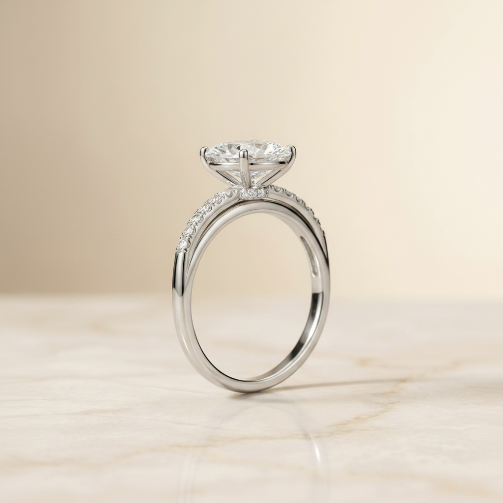 The Cherie Matching Wedding Band, Oval in 18K White Gold | RockHer