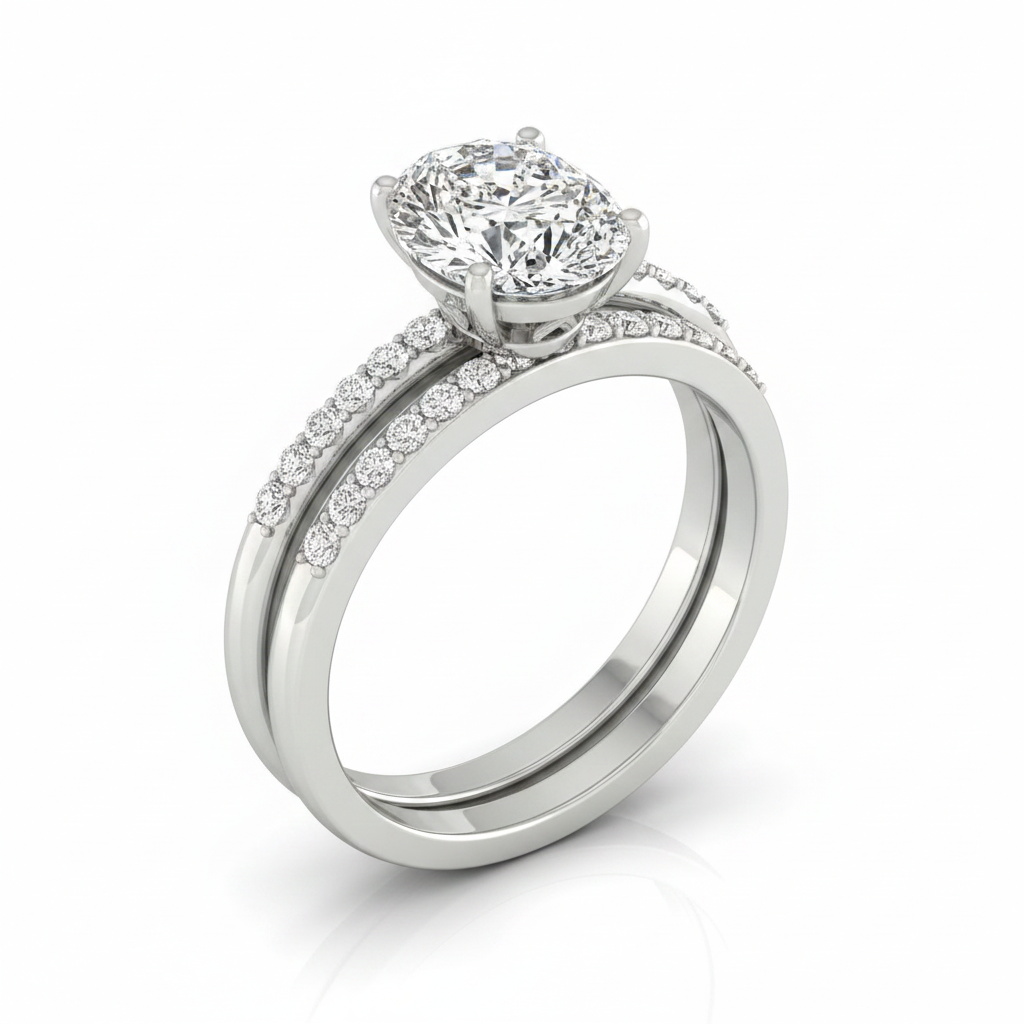 The Cherie Matching Wedding Band, Princess in 18K White Gold | RockHer