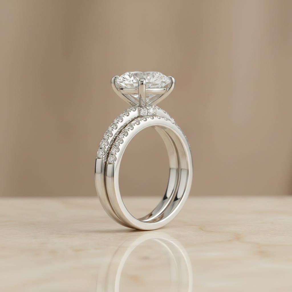 The Cherie Matching Wedding Band, Round in 18K White Gold | RockHer