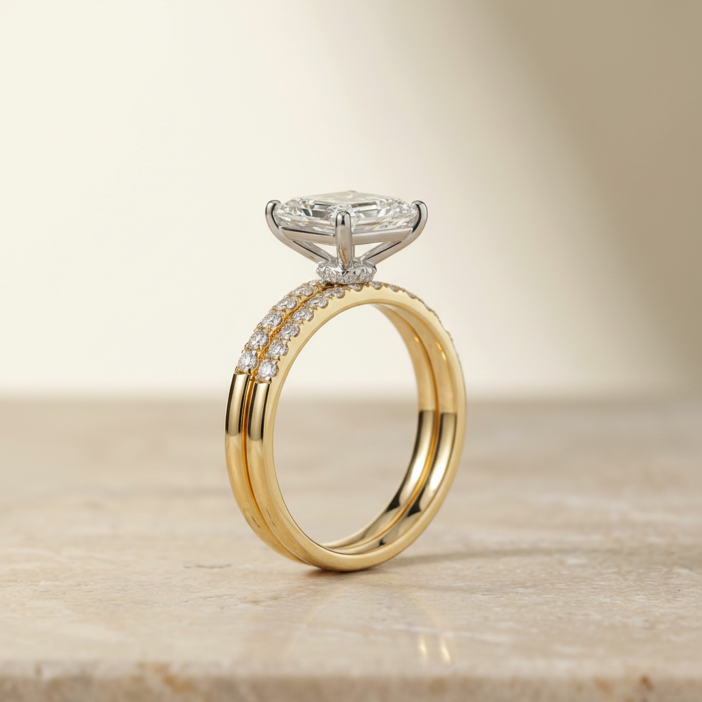 The Cherie Matching Wedding Band, Emerald in 18K Yellow Gold | RockHer