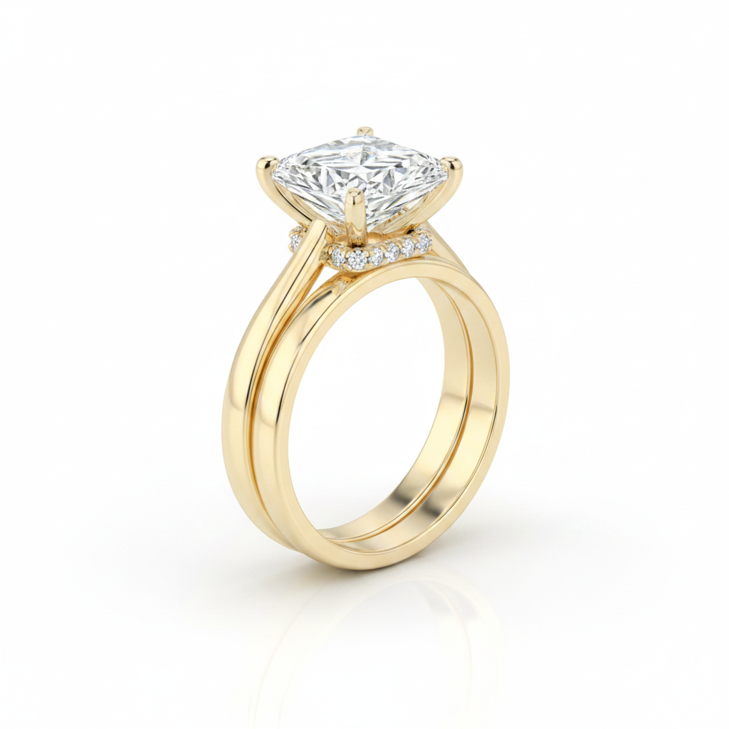 The Cherie Matching Wedding Band, Princess in 18K Yellow Gold | RockHer