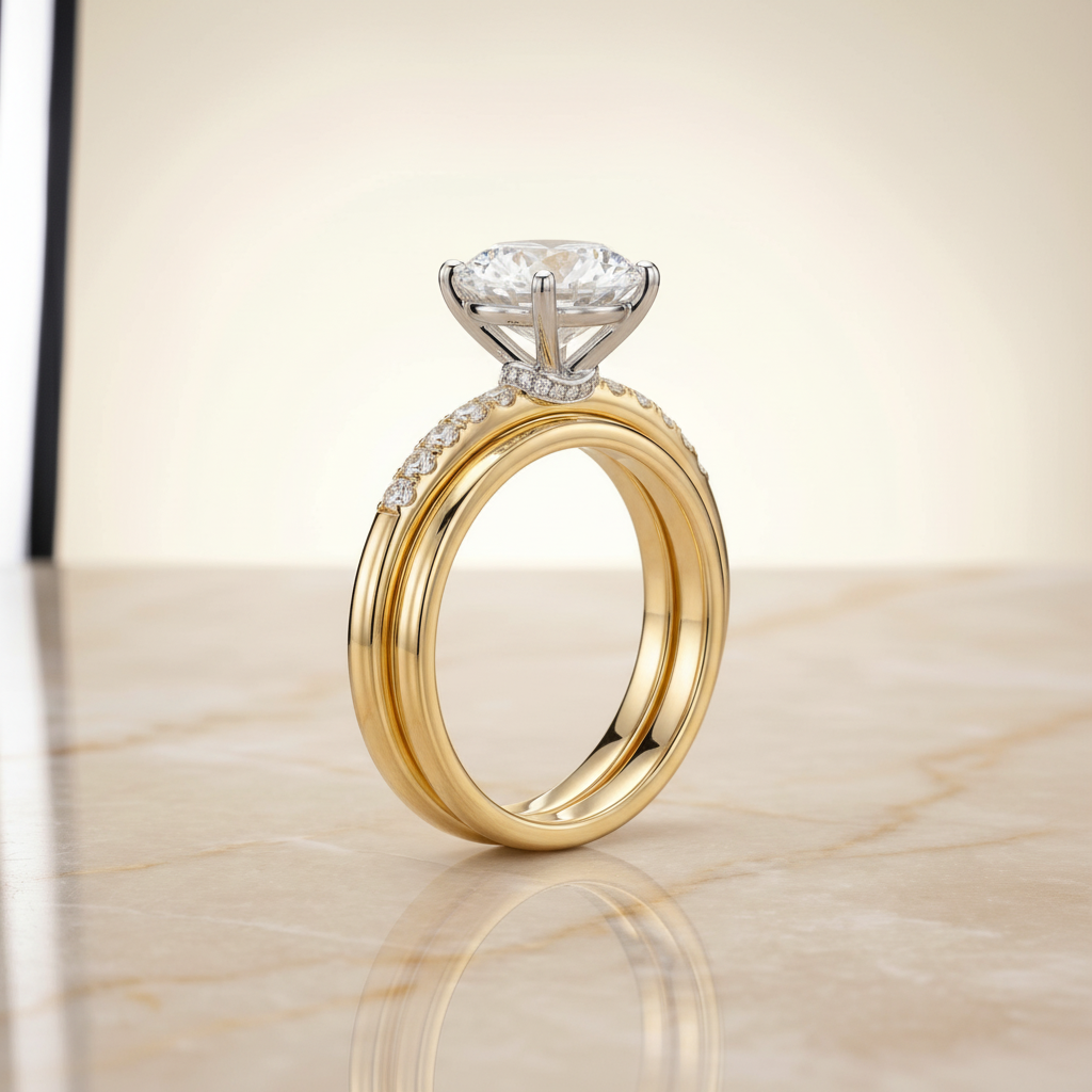 The Cherie Matching Wedding Band, Round in 18K Yellow Gold | RockHer