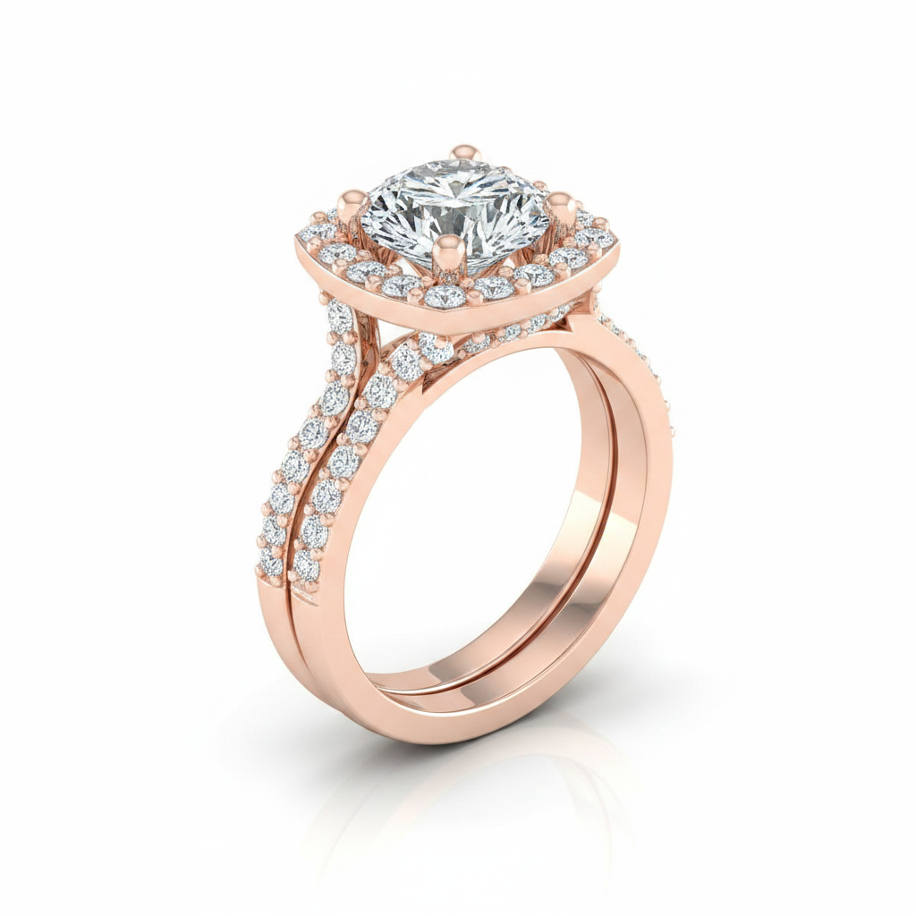 The Clementine Matching Wedding Band, Round in 14K Rose Gold
