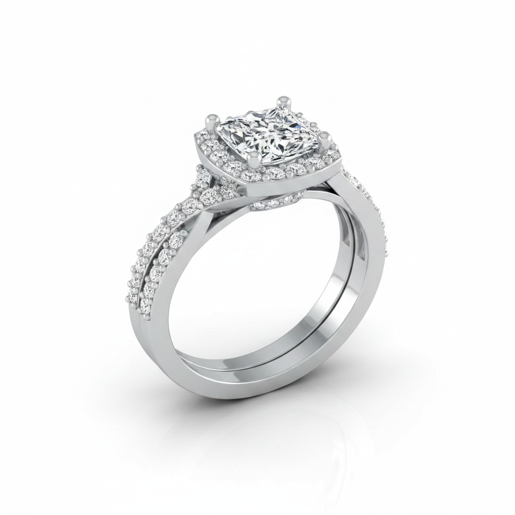 The Clementine Matching Wedding Band, Princess in Platinum