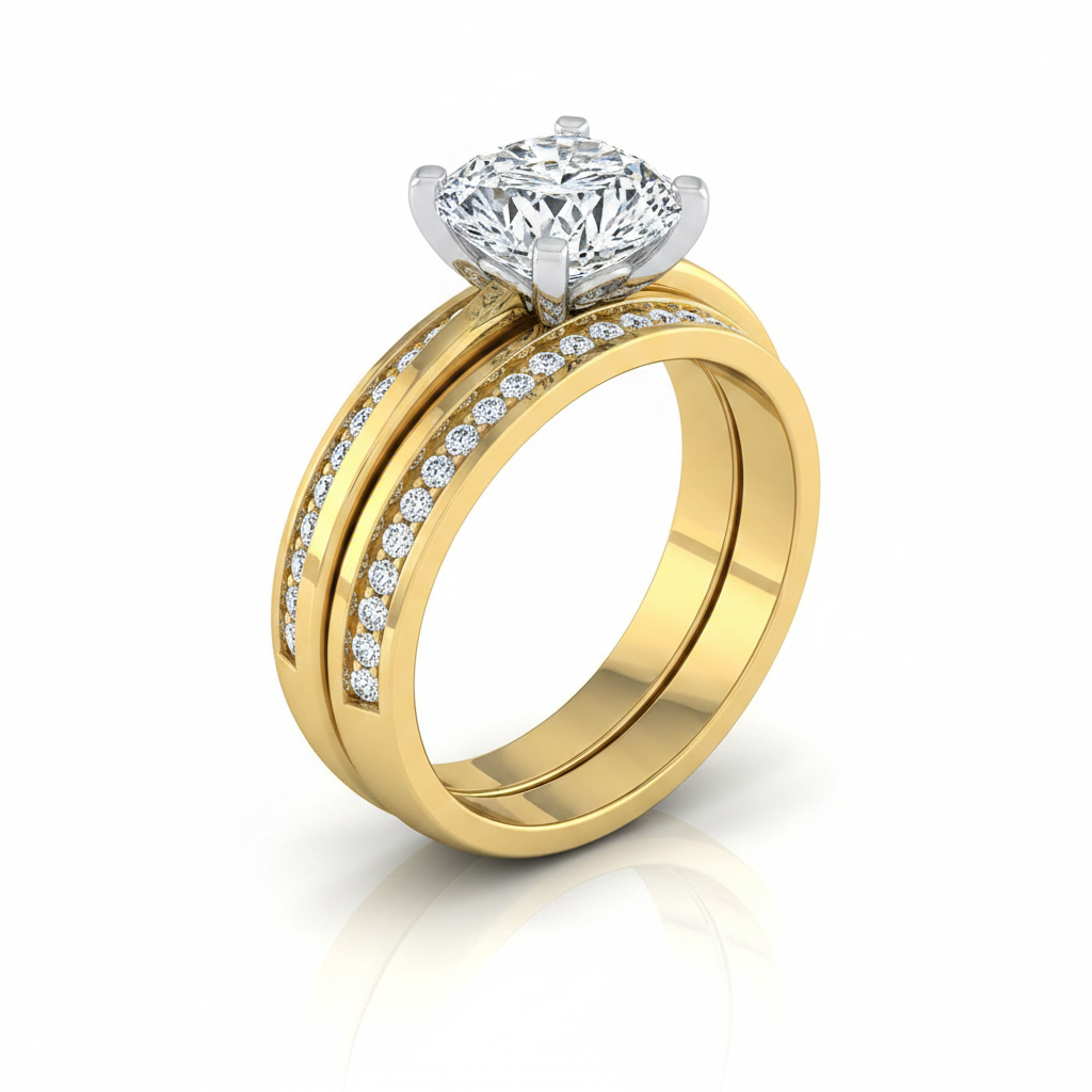 The Clover Matching Wedding Band, Cushion in 18K Yellow Gold