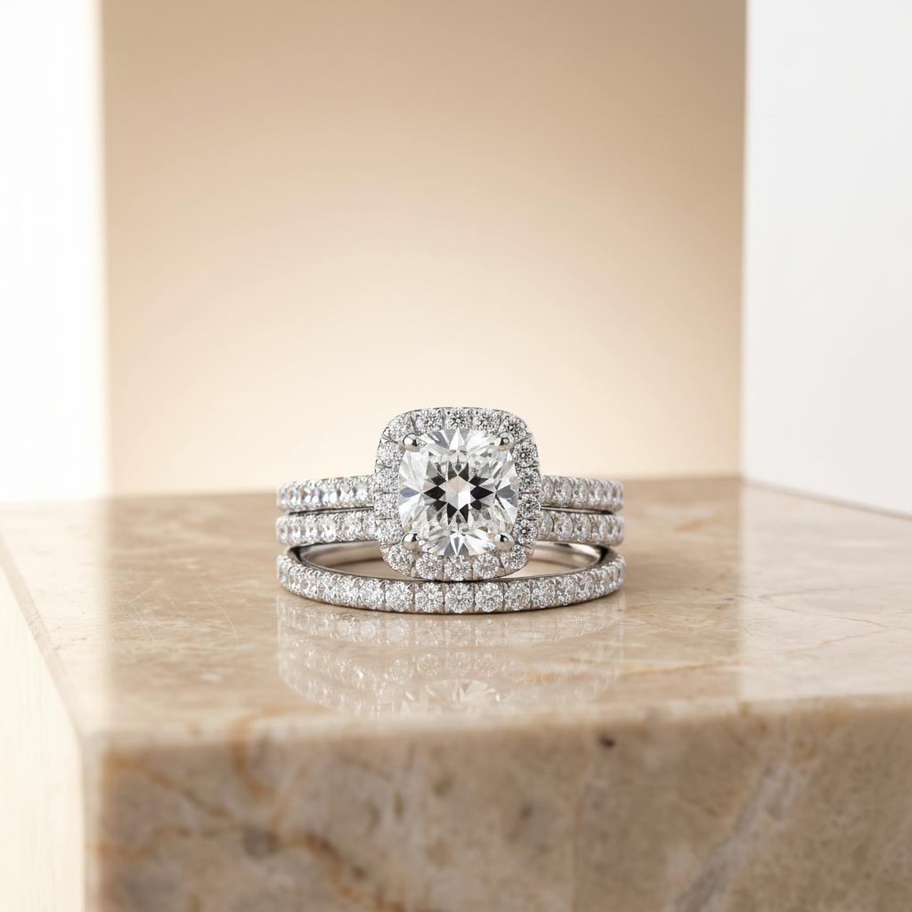 The Cosette Matching Wedding Band, Cushion in 18K White Gold