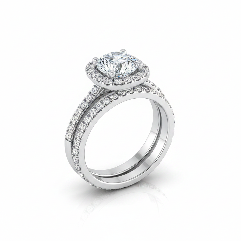 The Cosette Matching Wedding Band, Round in 18K White Gold