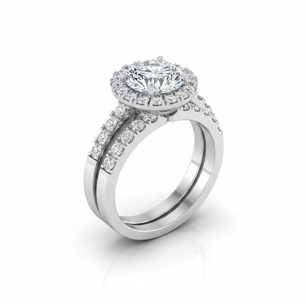 The Crimson Matching Wedding Band, Round in 18K White Gold