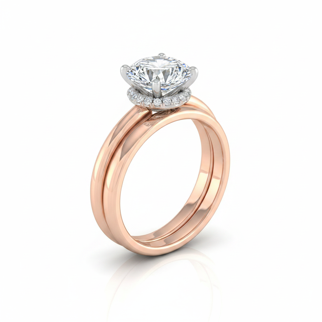 The Cyndi Matching Wedding Band, Round in 14K Rose Gold