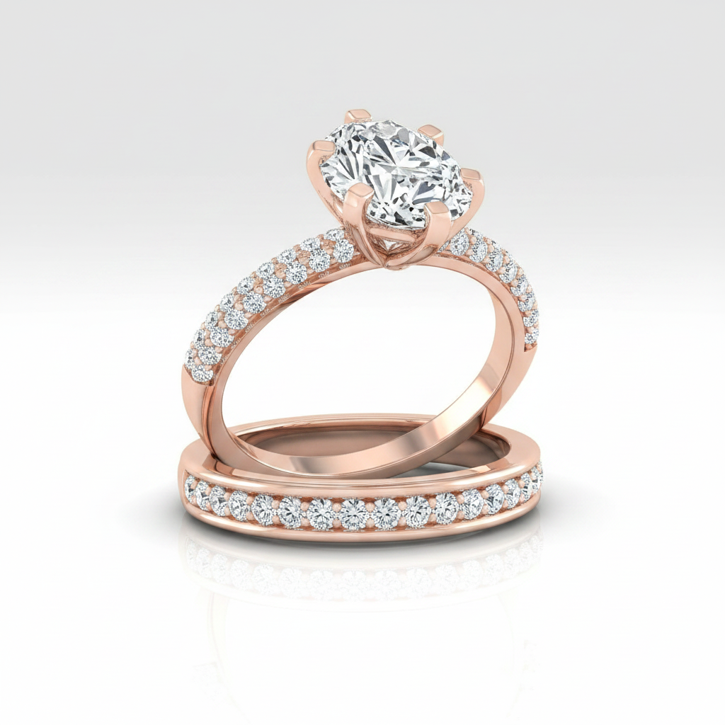The Daisy Matching Wedding Band, Oval in 14K Rose Gold