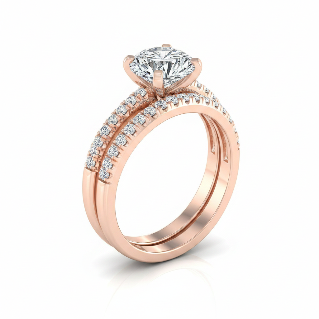 The Daisy Matching Wedding Band, Round in 14K Rose Gold