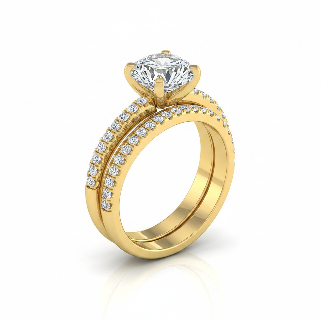 The Daisy Matching Wedding Band, Round in 18K Yellow Gold