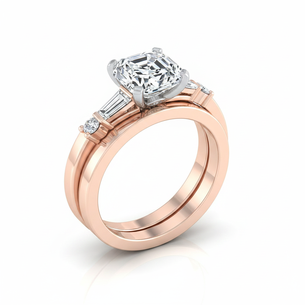 The Diana Matching Wedding Band, Asscher in 14K Rose Gold | RockHer