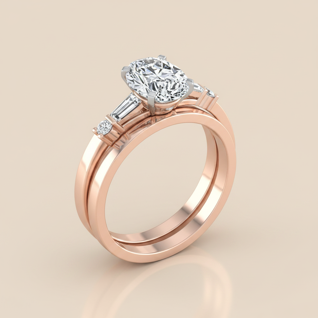 The Diana Matching Wedding Band, Oval in 14K Rose Gold | RockHer