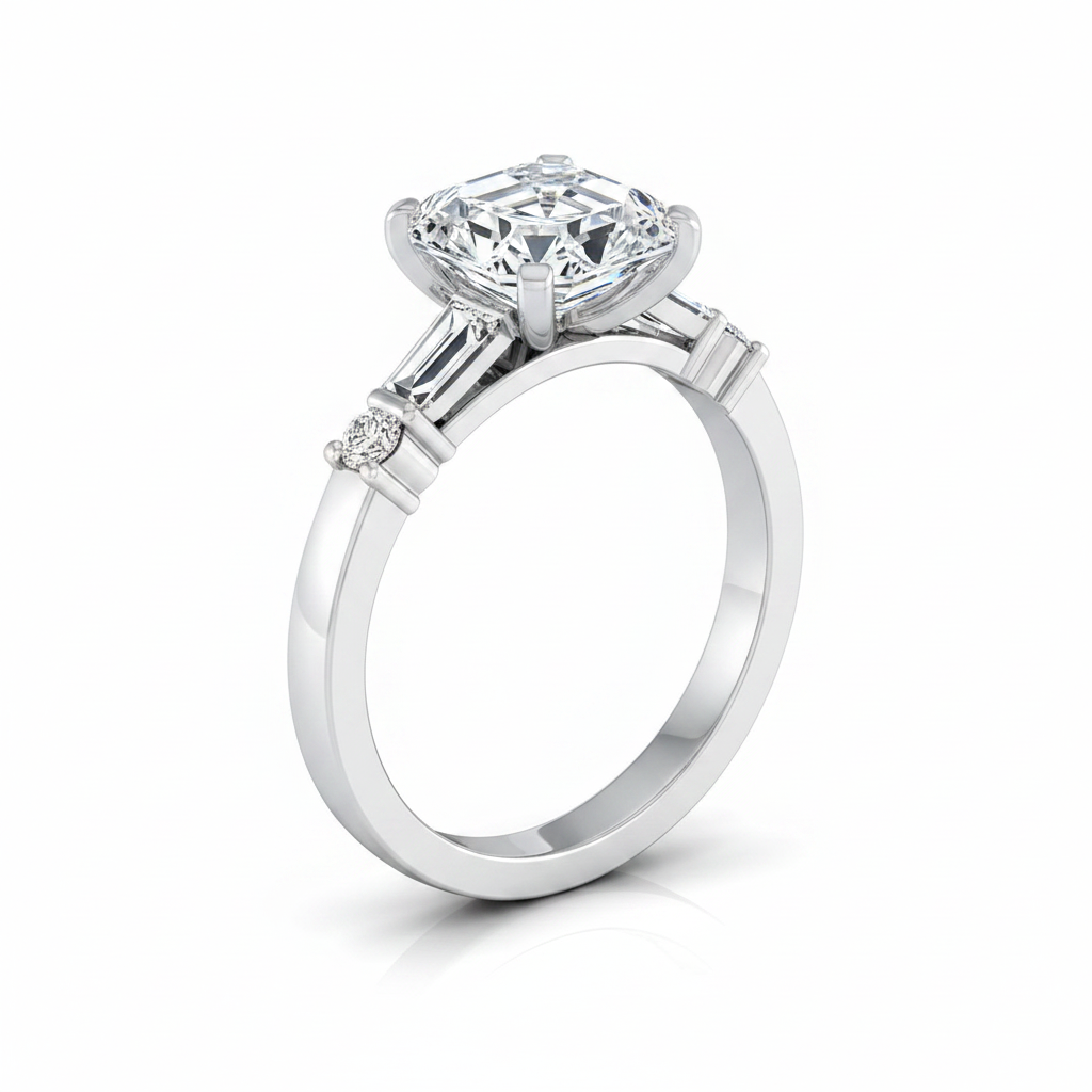 The Diana Matching Wedding Band, Asscher in 18K White Gold | RockHer