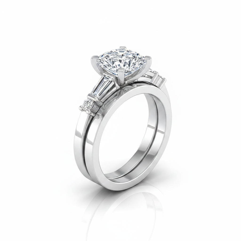 The Diana Matching Wedding Band, Cushion in 18K White Gold | RockHer