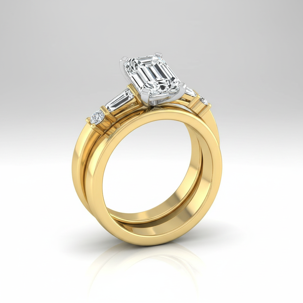 The Diana Matching Wedding Band, Emerald in 18K Yellow Gold | RockHer
