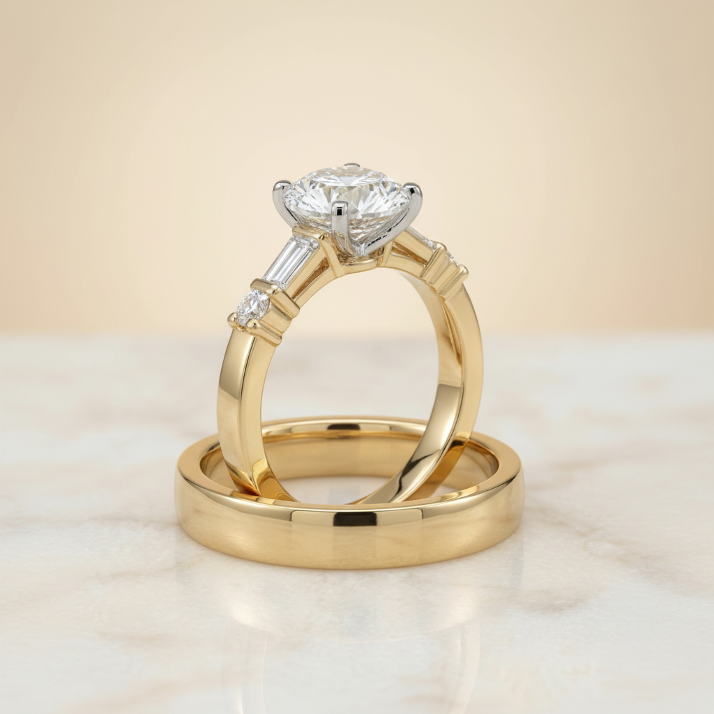 The Diana Matching Wedding Band, Round in 18K Yellow Gold | RockHer
