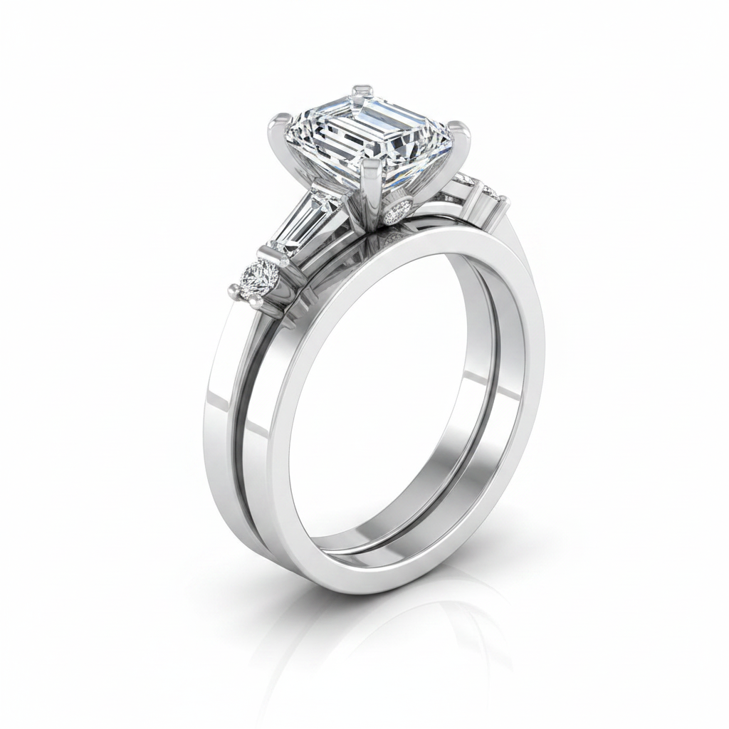 The Diana Matching Wedding Band, Emerald in Platinum | RockHer