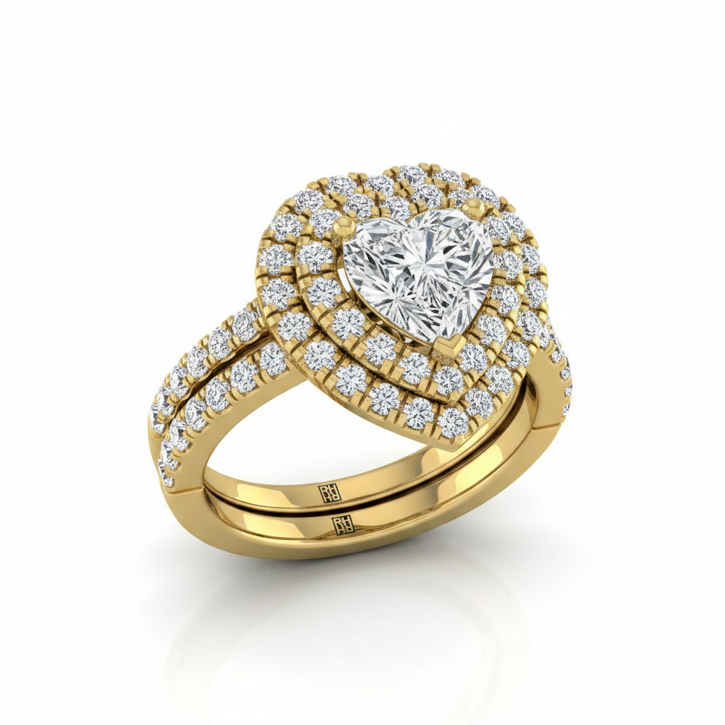 The Dinah Matching Wedding Band, Heart in 18K Yellow Gold