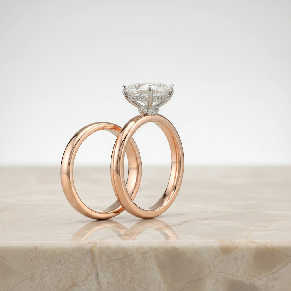 The Dolly Matching Wedding Band, Oval in 14K Rose Gold | RockHer