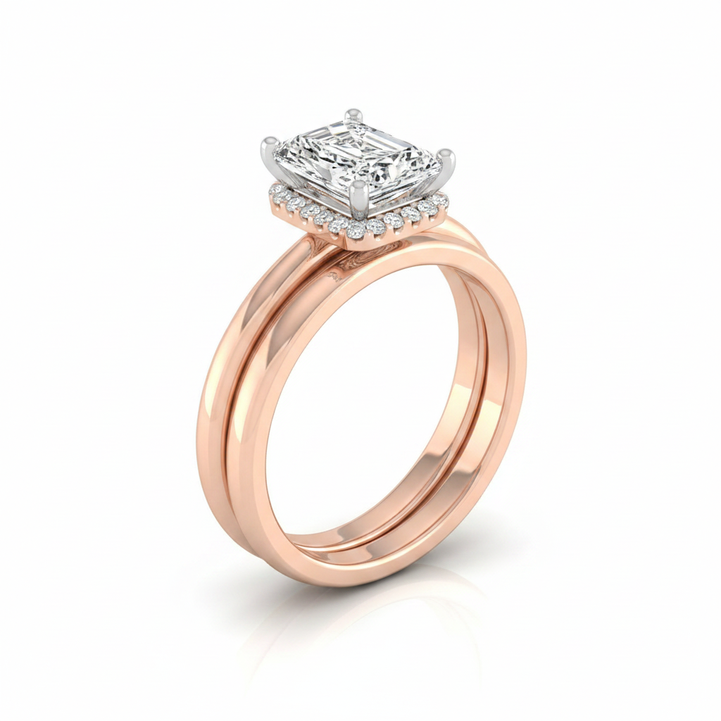 The Dolly Matching Wedding Band, Radiant in 14K Rose Gold | RockHer