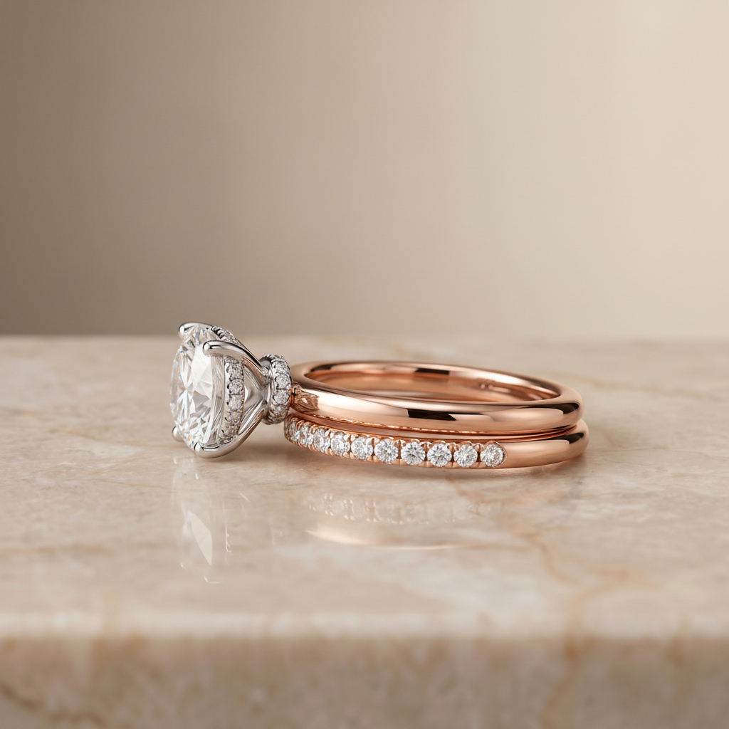 The Dolly Matching Wedding Band, Round in 14K Rose Gold | RockHer
