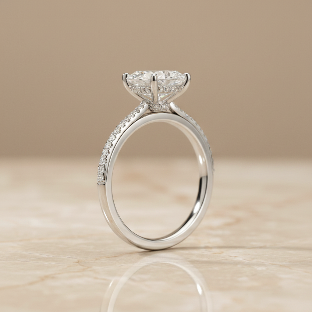 The Dolly Matching Wedding Band, Oval in 18K White Gold | RockHer
