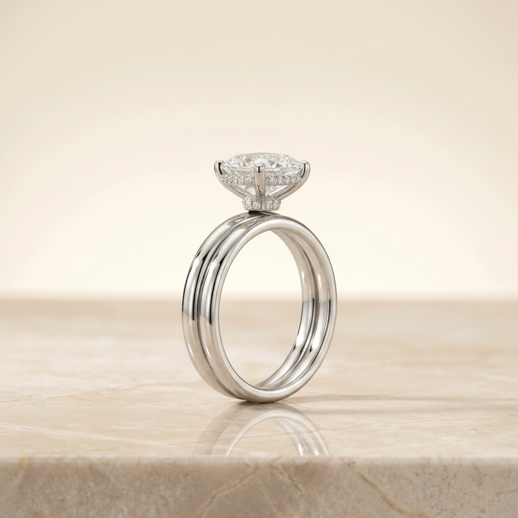 The Dolly Matching Wedding Band, Princess in 18K White Gold | RockHer