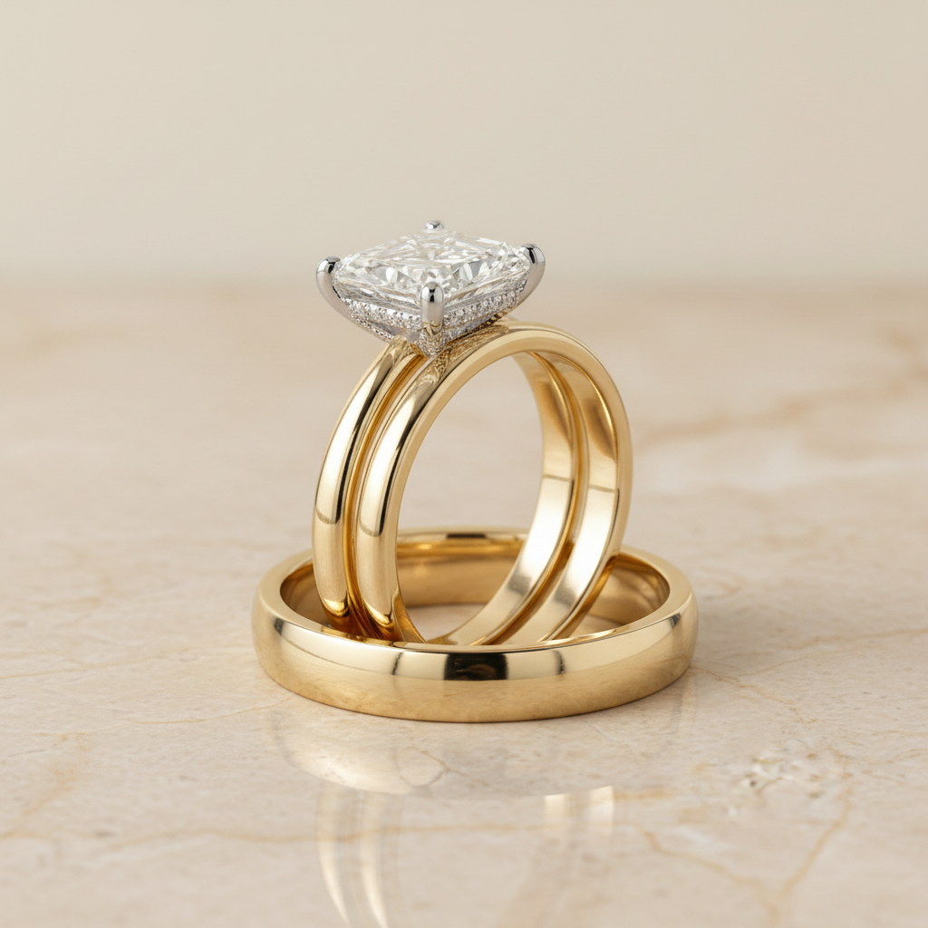 The Dolly Matching Wedding Band, Radiant in 18K Yellow Gold | RockHer