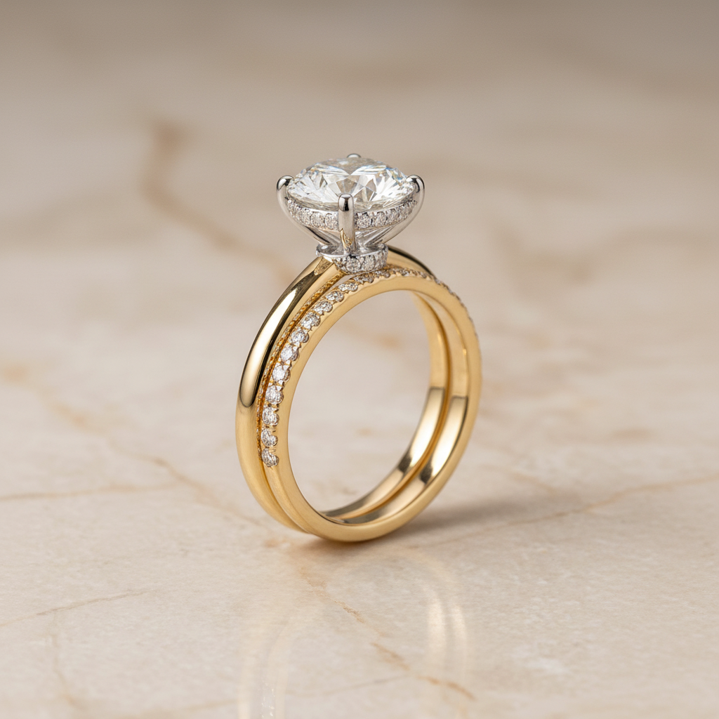 The Dolly Matching Wedding Band, Round in 18K Yellow Gold | RockHer