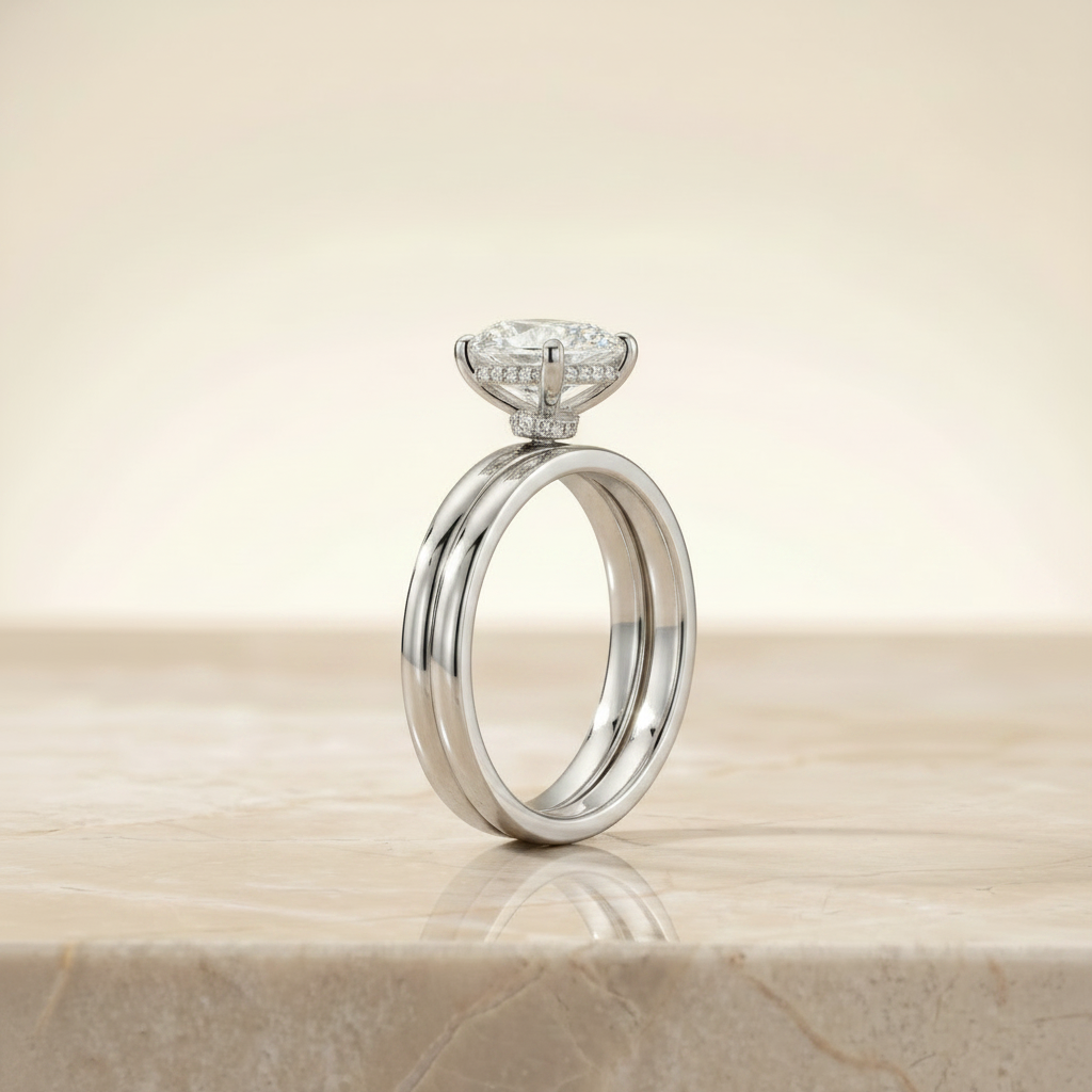 The Dolly Matching Wedding Band, Princess in Platinum | RockHer