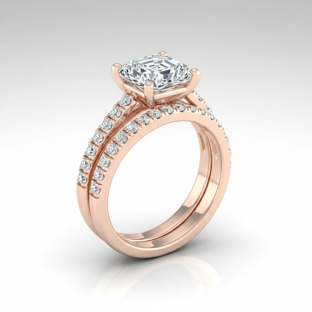 The Donna Matching Wedding Band, Asscher in 14K Rose Gold | RockHer