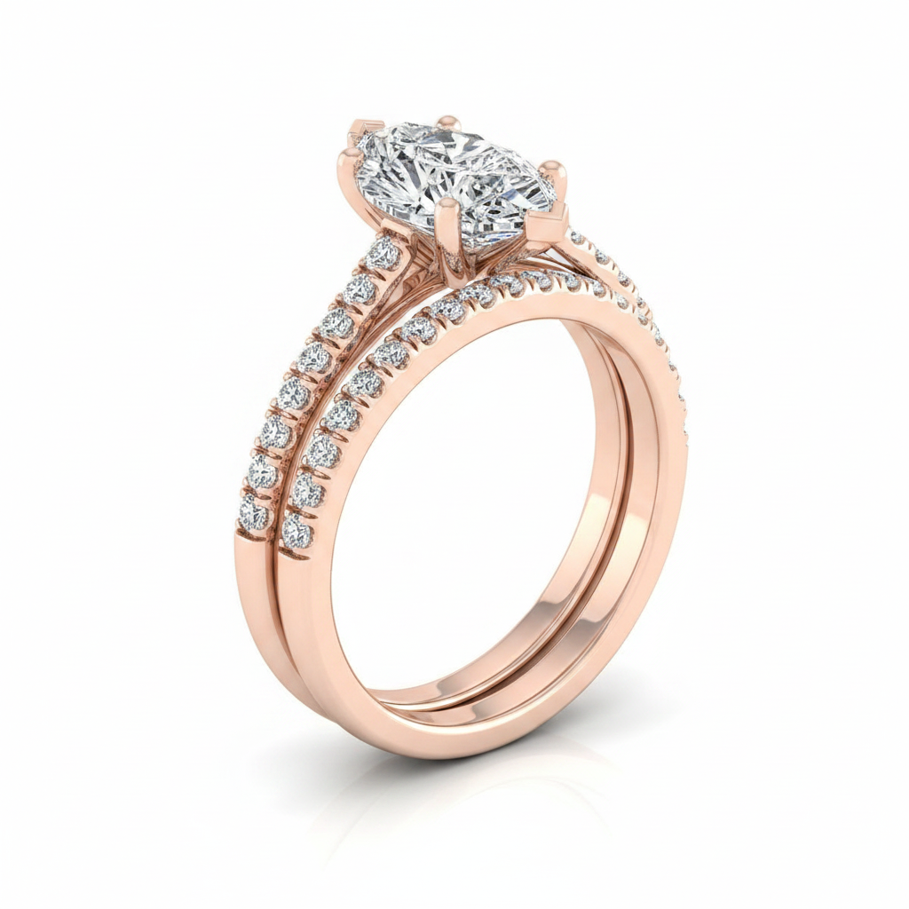 The Donna Matching Wedding Band, Marquise in 14K Rose Gold | RockHer