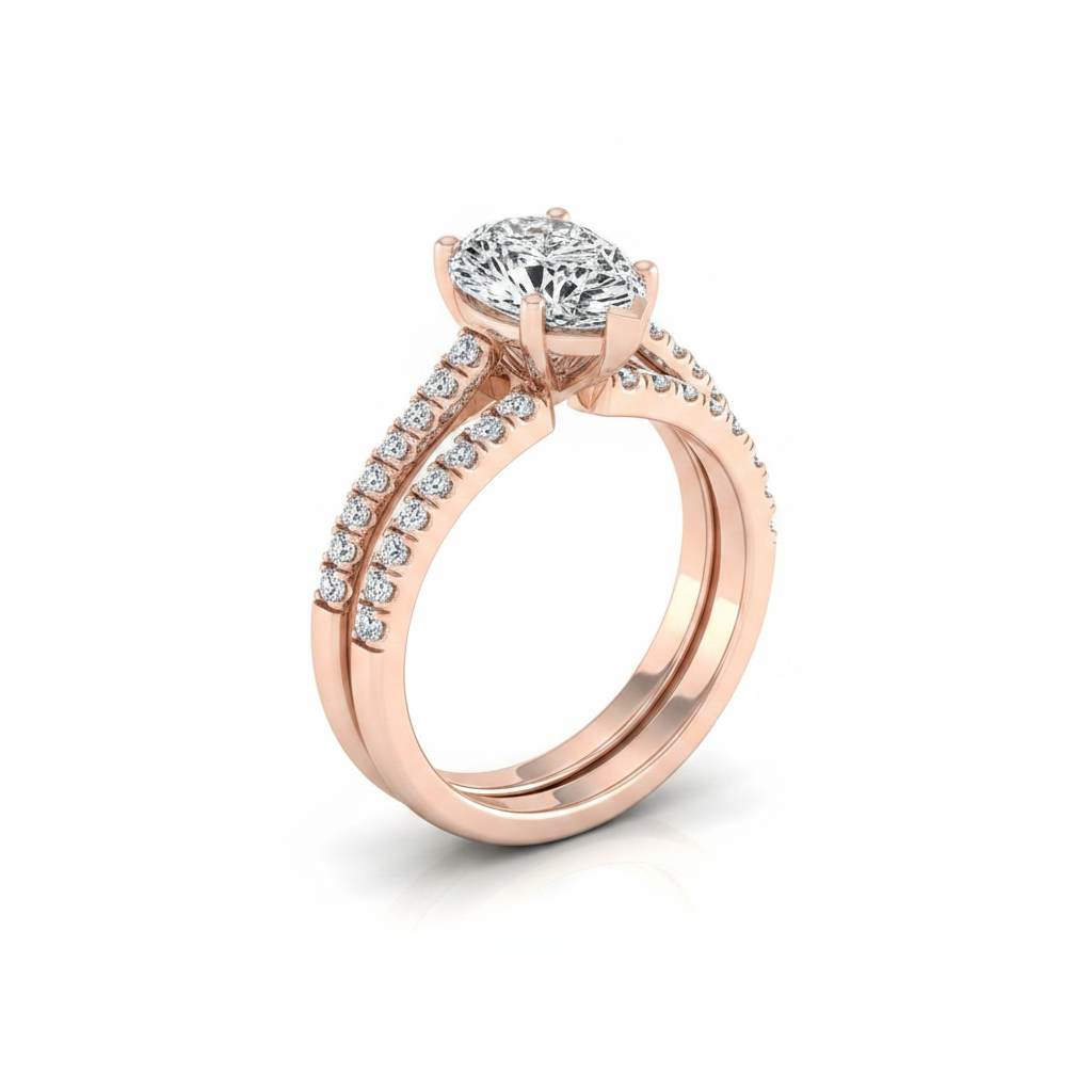 The Donna Matching Wedding Band, Pear in 14K Rose Gold | RockHer
