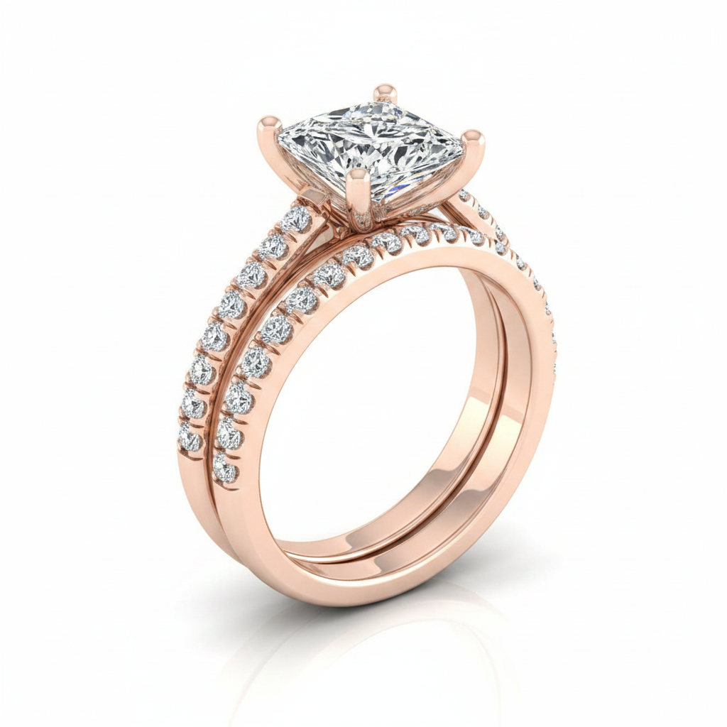 The Donna Matching Wedding Band, Princess in 14K Rose Gold | RockHer
