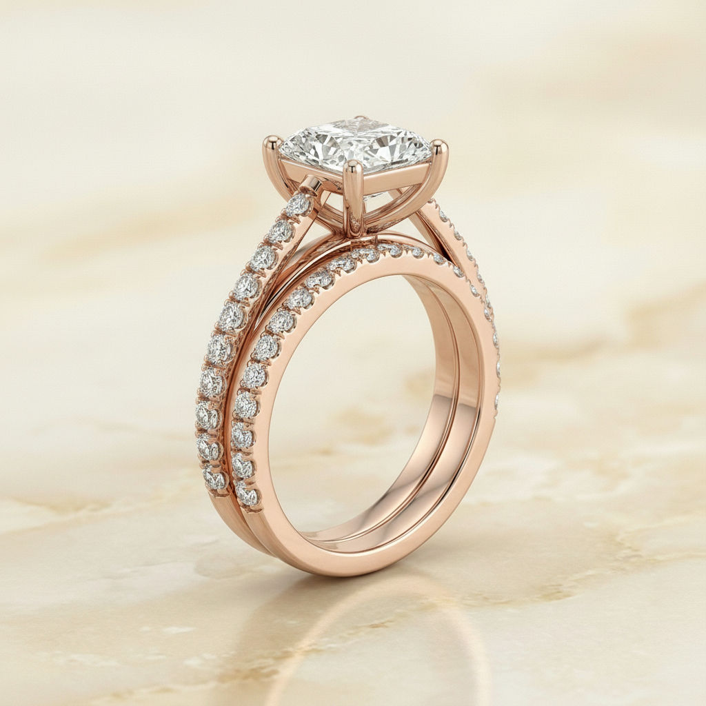 The Donna Matching Wedding Band, Radiant in 14K Rose Gold | RockHer