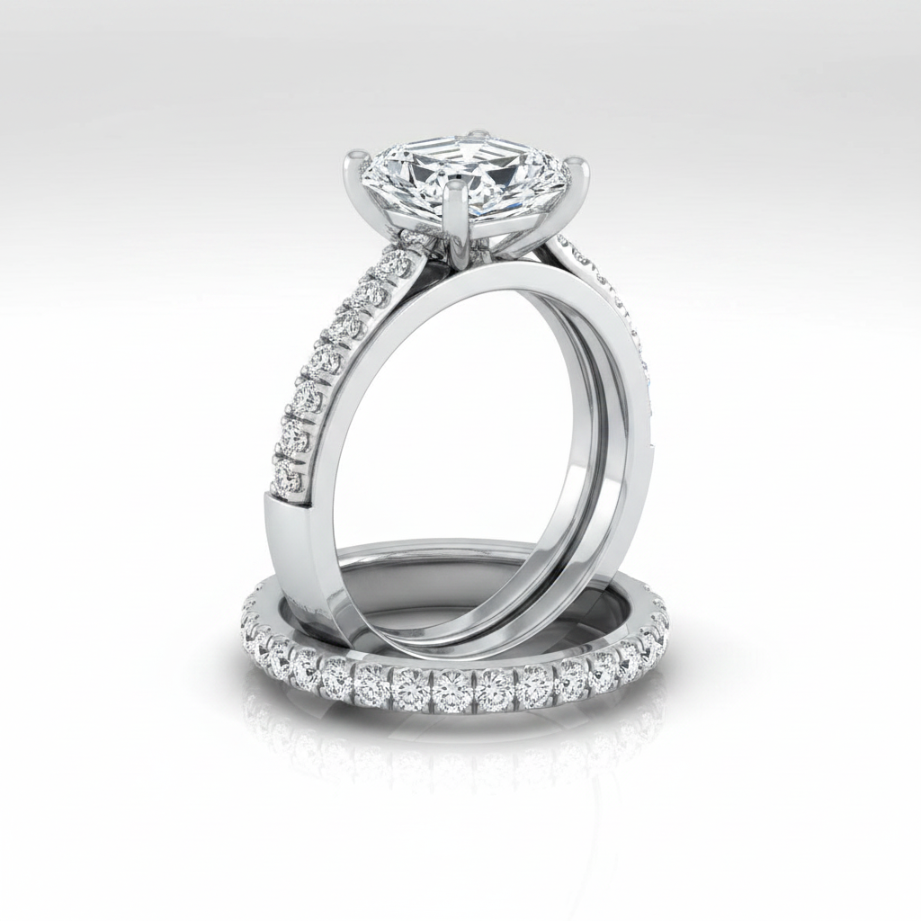 The Donna Matching Wedding Band, Asscher in 18K White Gold | RockHer