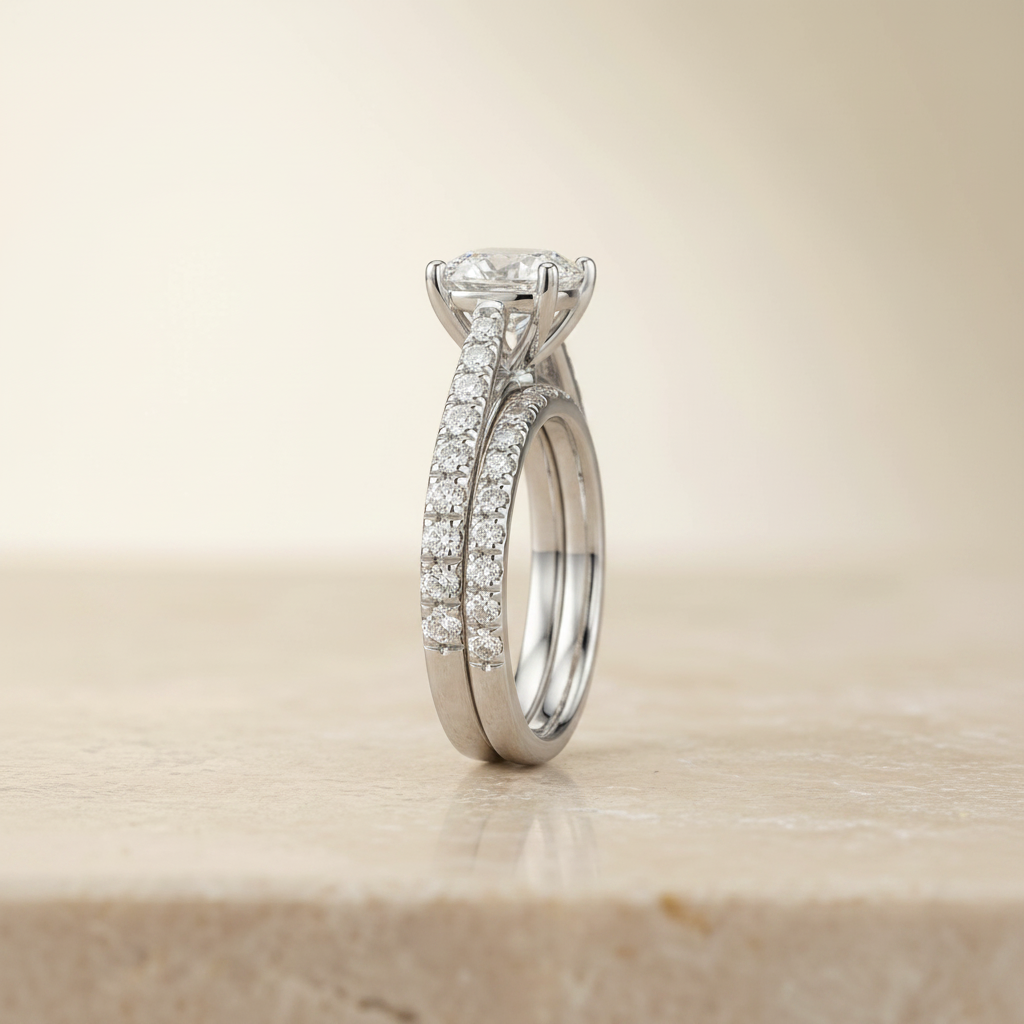 The Donna Matching Wedding Band, Cushion in 18K White Gold | RockHer