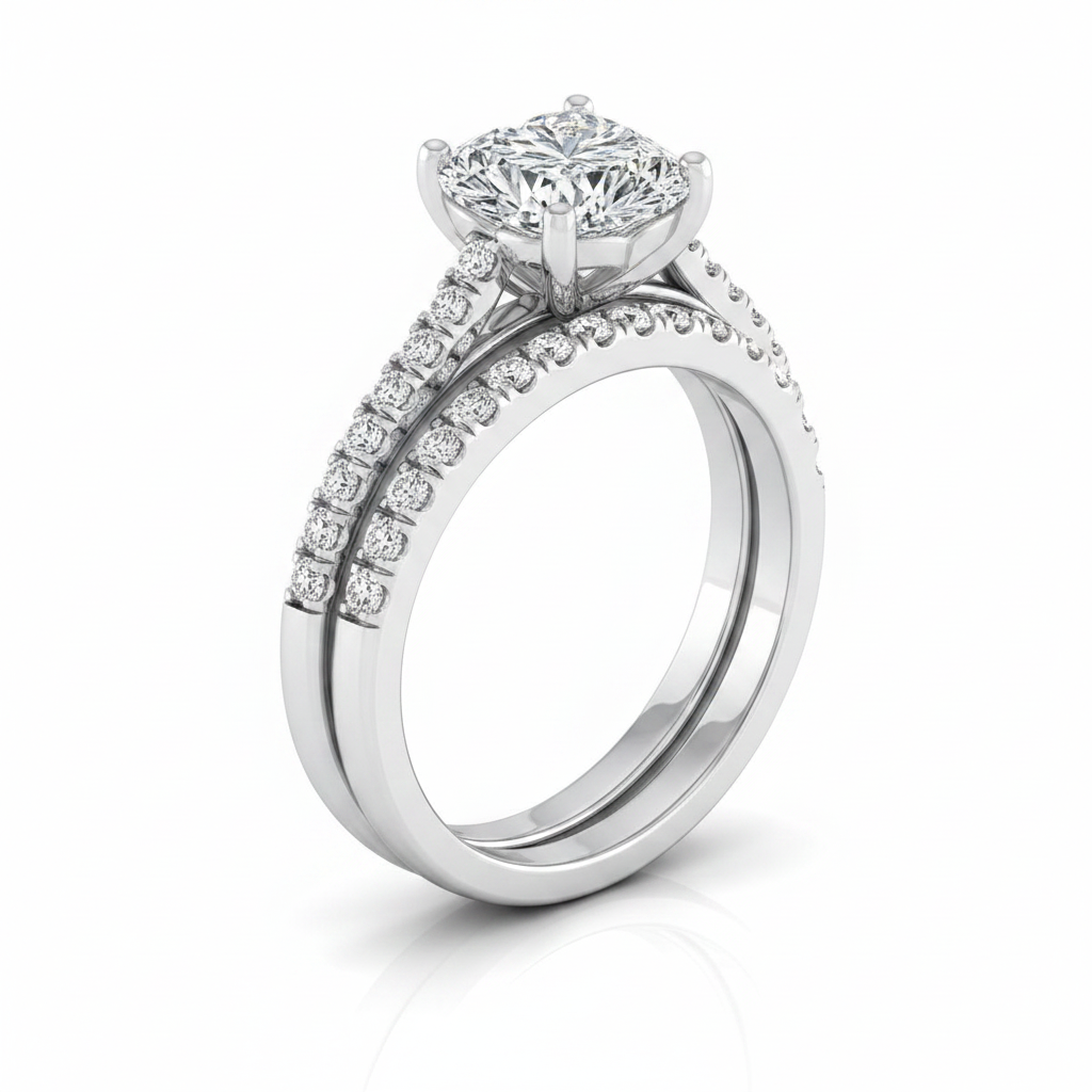 The Donna Matching Wedding Band, Heart in 18K White Gold | RockHer