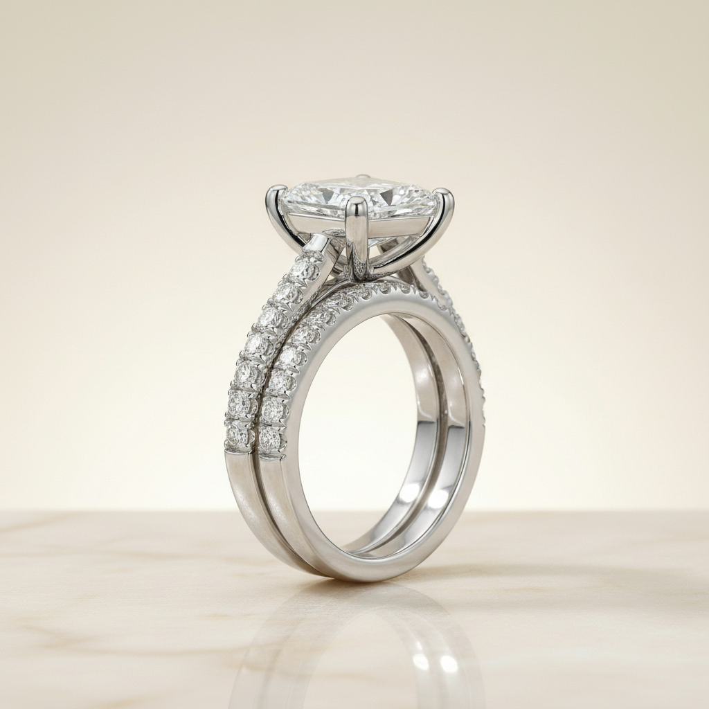 The Donna Matching Wedding Band, Radiant in 18K White Gold | RockHer