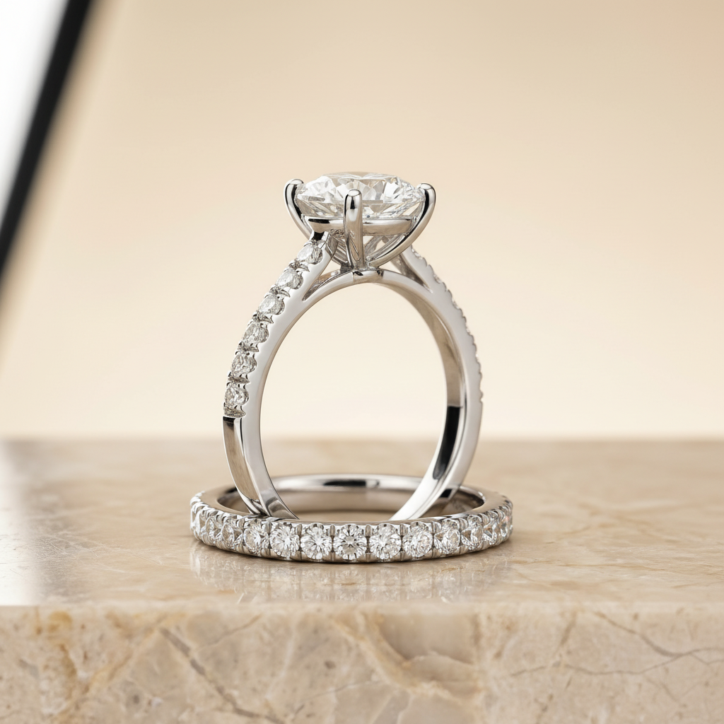 The Donna Matching Wedding Band, Round in 18K White Gold | RockHer