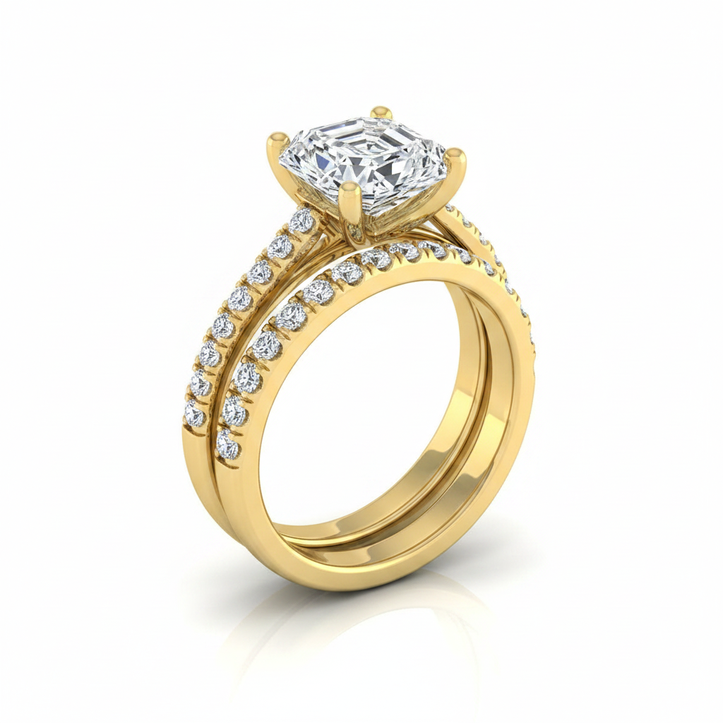 The Donna Matching Wedding Band, Asscher in 18K Yellow Gold | RockHer