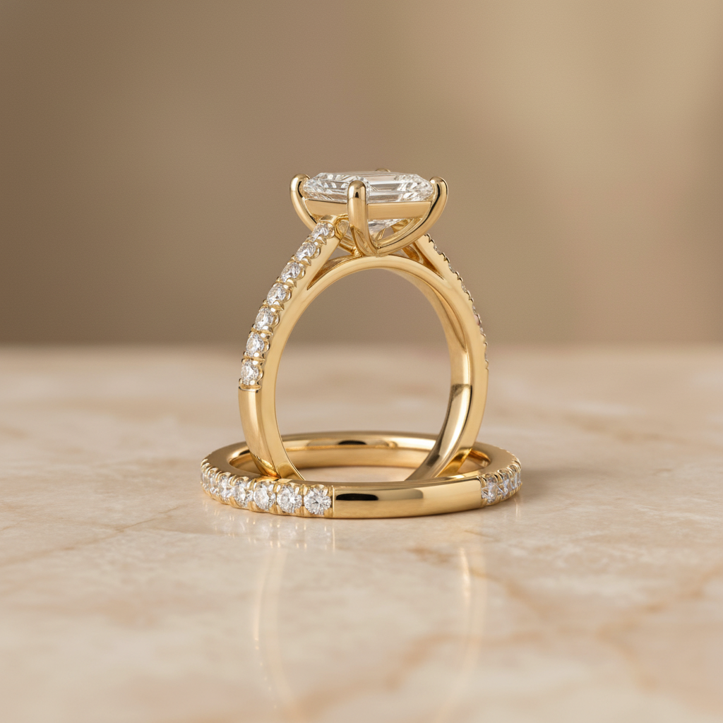 The Donna Matching Wedding Band, Emerald in 18K Yellow Gold | RockHer