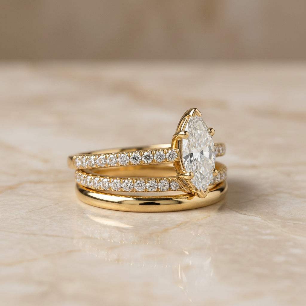 The Donna Matching Wedding Band, Marquise in 18K Yellow Gold | RockHer