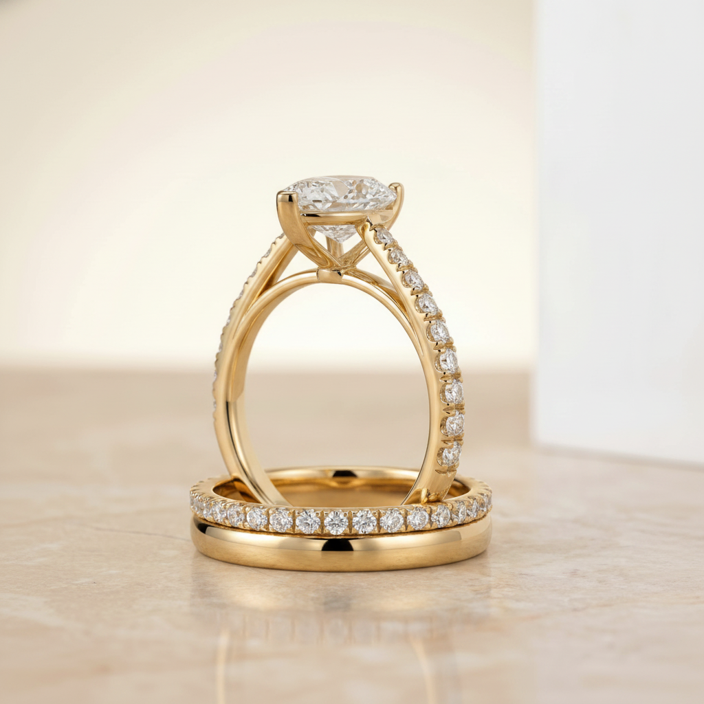 The Donna Matching Wedding Band, Pear in 18K Yellow Gold | RockHer
